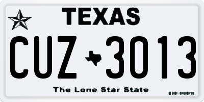 TX license plate CUZ3013