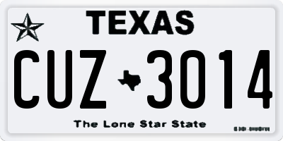 TX license plate CUZ3014