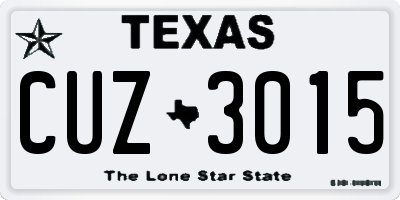 TX license plate CUZ3015
