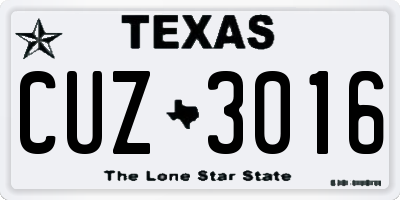TX license plate CUZ3016