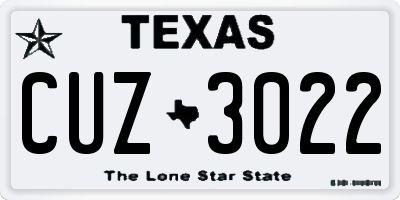 TX license plate CUZ3022