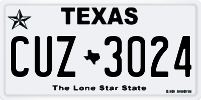 TX license plate CUZ3024