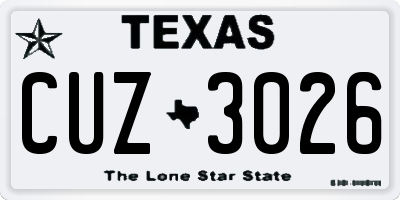 TX license plate CUZ3026