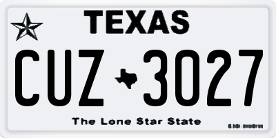 TX license plate CUZ3027