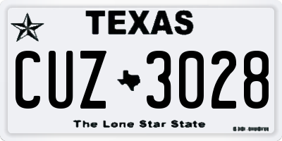 TX license plate CUZ3028
