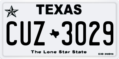 TX license plate CUZ3029