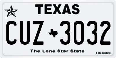 TX license plate CUZ3032