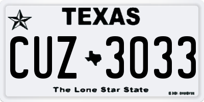 TX license plate CUZ3033
