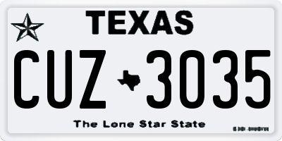 TX license plate CUZ3035