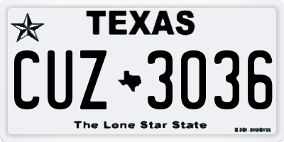 TX license plate CUZ3036