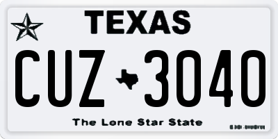 TX license plate CUZ3040