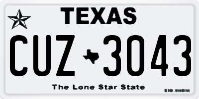 TX license plate CUZ3043