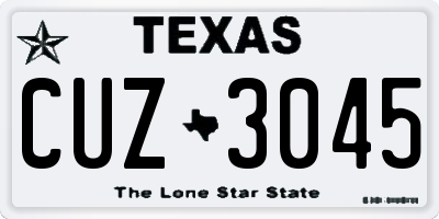 TX license plate CUZ3045