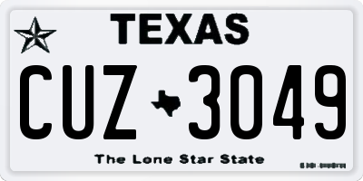 TX license plate CUZ3049