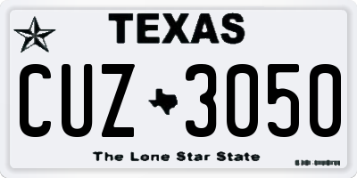 TX license plate CUZ3050