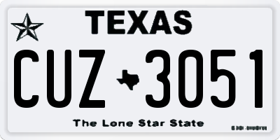 TX license plate CUZ3051
