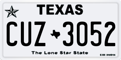 TX license plate CUZ3052