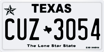 TX license plate CUZ3054