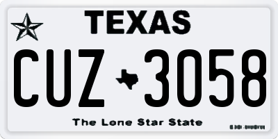 TX license plate CUZ3058