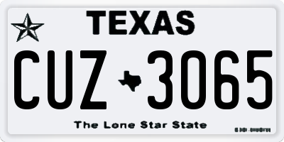 TX license plate CUZ3065