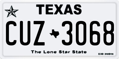 TX license plate CUZ3068