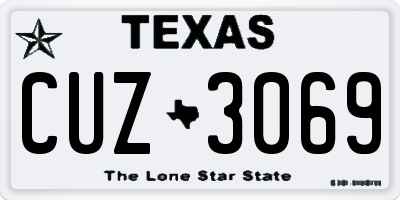 TX license plate CUZ3069