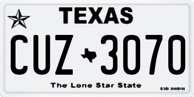 TX license plate CUZ3070
