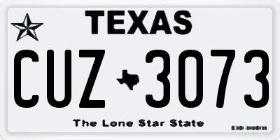 TX license plate CUZ3073