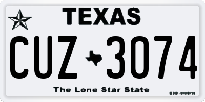TX license plate CUZ3074