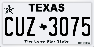 TX license plate CUZ3075