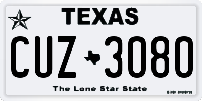 TX license plate CUZ3080