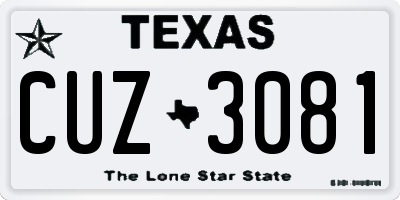 TX license plate CUZ3081