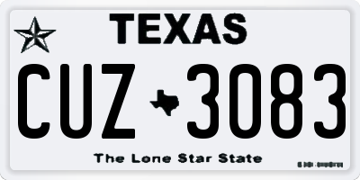 TX license plate CUZ3083