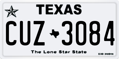 TX license plate CUZ3084