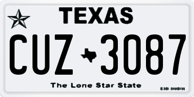 TX license plate CUZ3087