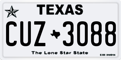 TX license plate CUZ3088