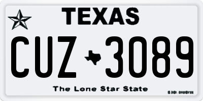 TX license plate CUZ3089