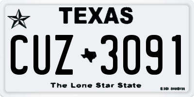 TX license plate CUZ3091