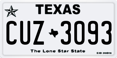 TX license plate CUZ3093