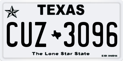 TX license plate CUZ3096
