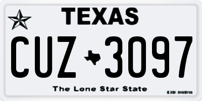 TX license plate CUZ3097