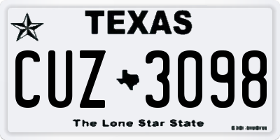 TX license plate CUZ3098