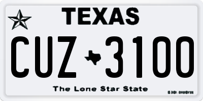 TX license plate CUZ3100