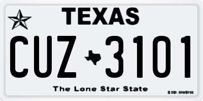 TX license plate CUZ3101