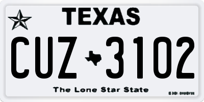 TX license plate CUZ3102