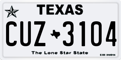 TX license plate CUZ3104