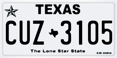 TX license plate CUZ3105