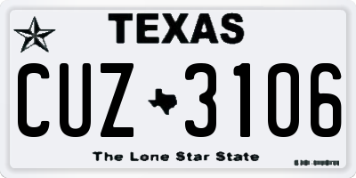 TX license plate CUZ3106