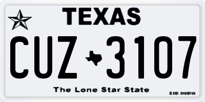 TX license plate CUZ3107