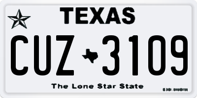 TX license plate CUZ3109